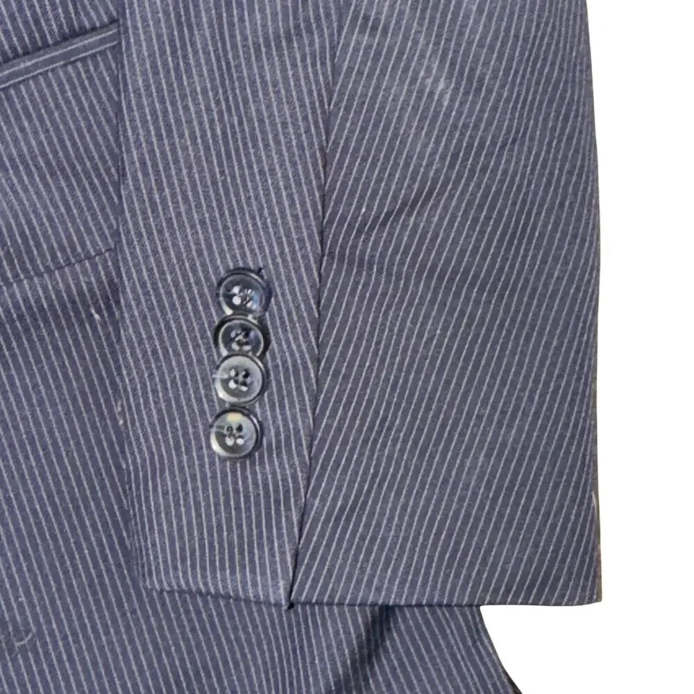 Peter Millar Blazer Men's Size 40T Blue Pinstripe 2 Button 100% Wool Pockets